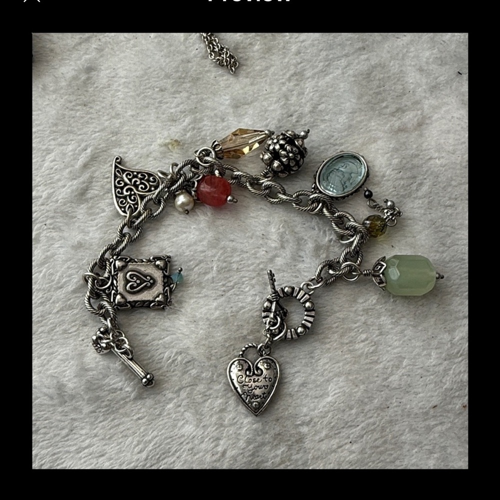 Brighton Silver Charm Bracelet with Multicolor Gems